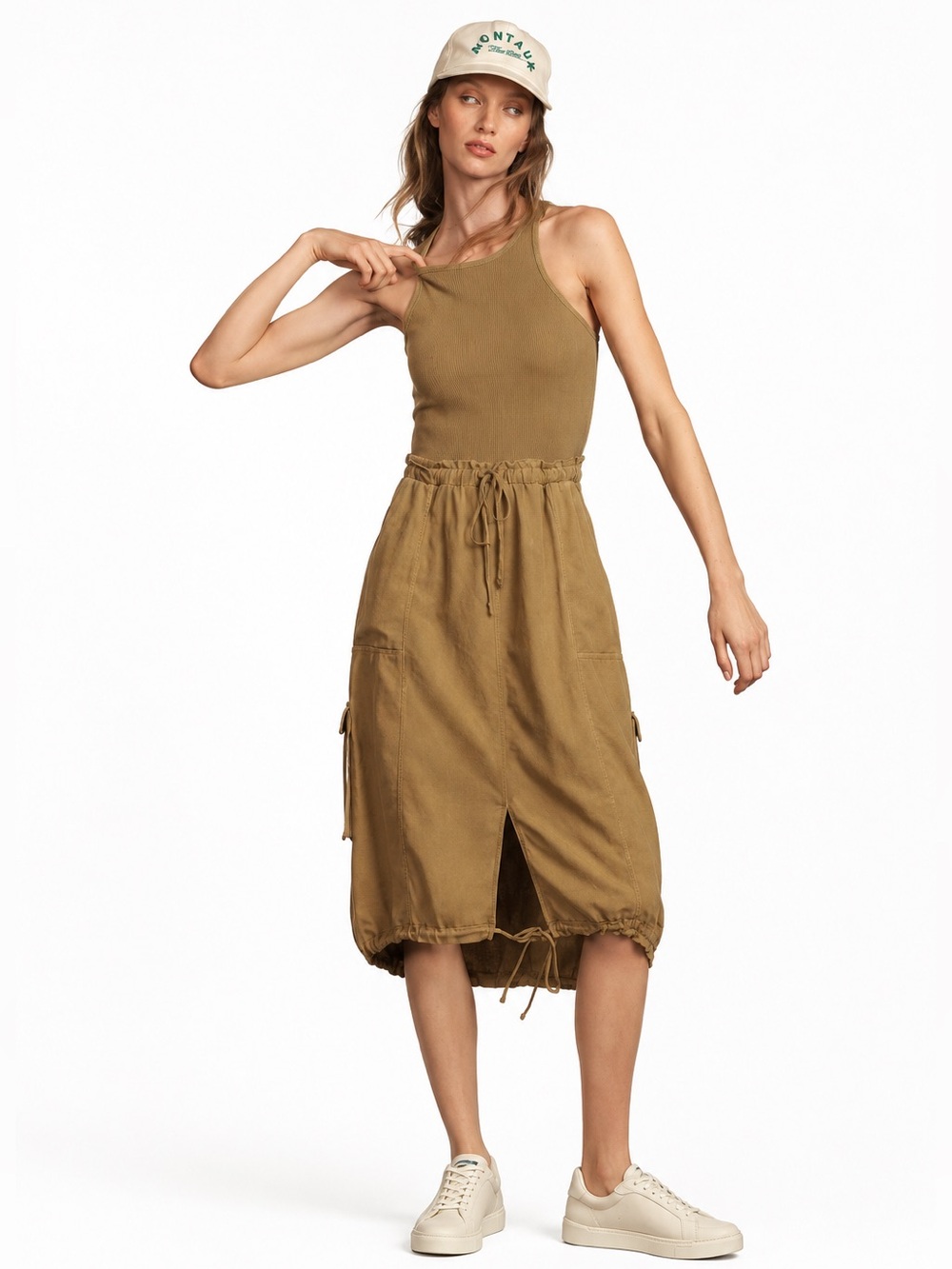 NWT Anthropologie x daily practice tan honey halter dress size small